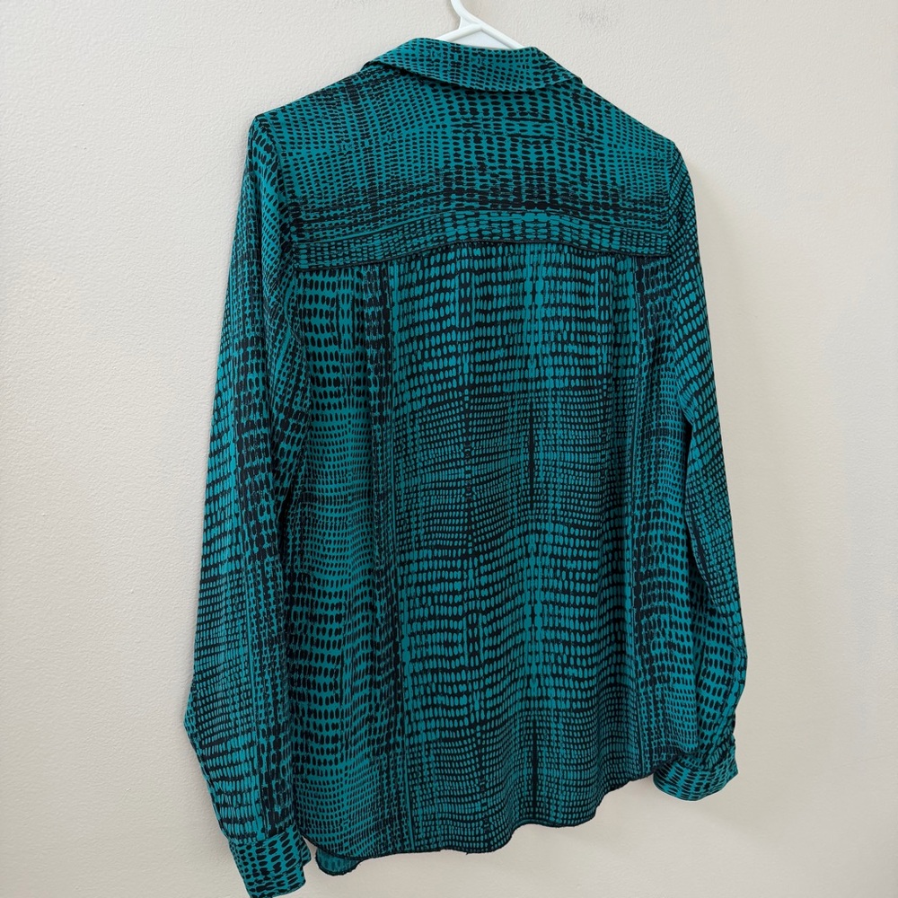 Calvin Klein Teal & Black Long Sleeve Button Down Shirt, Sz S - Picture 9 of 11